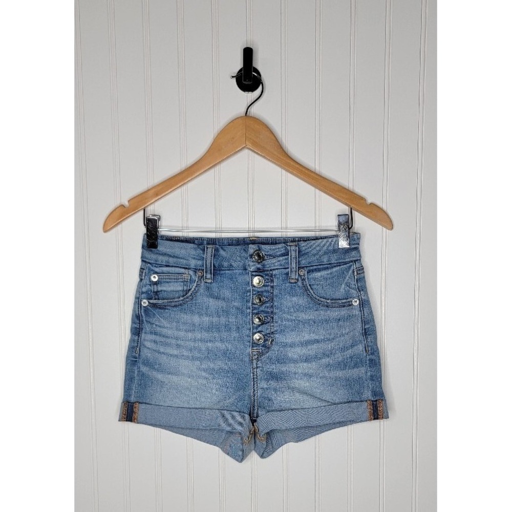 American Eagle Curvy High Rise Shortie Shorts Women's Size 0 Cuffed Hem